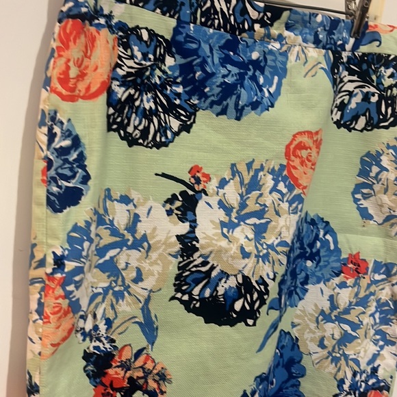J. Crew size 14 lime green floral knee length pencil skirt - Picture 2 of 7